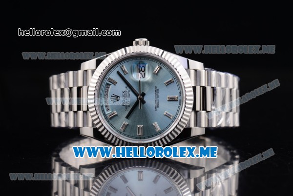 Rolex Day-Date Swiss ETA 2836 Automatic Stainless Steel Case/Bracelet with Blue Dial and Stick Markers (BP) - Click Image to Close